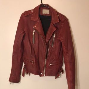 Iro Barby Lamb Leather Burgundy biker jacket